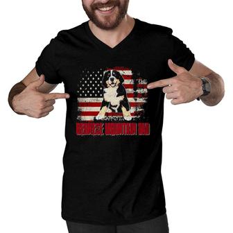 Bernese Mountain Dad American Flag 4Th Of July Dog Lovers Men V-Neck Tshirt | Mazezy