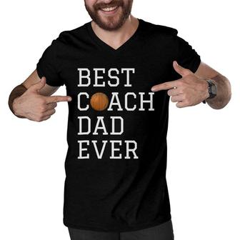 Best Basketball Coach Dad Ever Coaching Fathers Gift Men V-Neck Tshirt | Mazezy