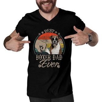 Best Boxer Dad Ever - Vintage Fist Bump Dog Lovers Gift Men V-Neck Tshirt | Mazezy