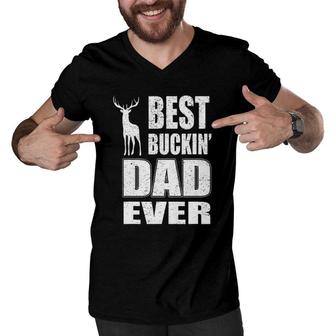 Best Buckin Dad Ever For Deer Hunting Father's Day Gift Men V-Neck Tshirt | Mazezy