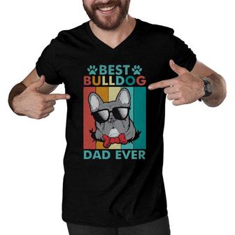 Best Bulldog Dad Ever Men V-Neck Tshirt | Mazezy