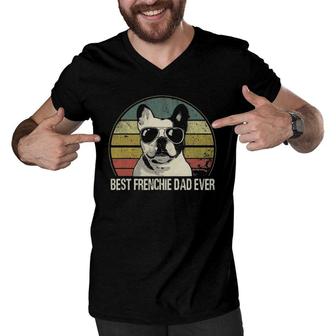 Best Frenchie Dad Ever French Bulldog Dad Fathers Day Men V-Neck Tshirt | Mazezy