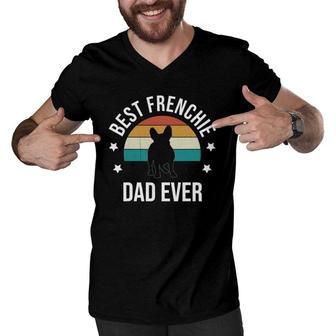 Best Frenchie Dad Ever French Bulldog Fathers Day Gift Idea Men V-Neck Tshirt | Mazezy