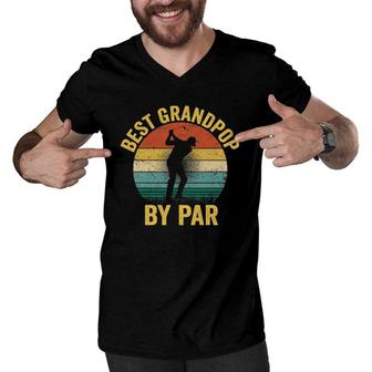 Best Grandpop By Par Father's Day Golf Gift Grandpa Men V-Neck Tshirt | Mazezy