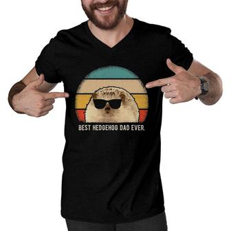 Best Hedgehog Dad Ever Animal Funny Retro Men V-Neck Tshirt | Mazezy