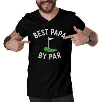 Best Papa By Par Golf Grandpa Fathers Day Gift Men V-Neck Tshirt | Mazezy