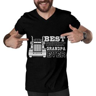 Best Trucking Grandpa Ever For Trucker Men V-Neck Tshirt | Mazezy
