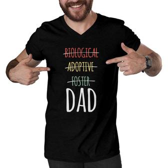 Biological Adoptive Foster Dad T Men V-Neck Tshirt | Mazezy