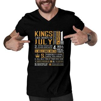 Birthday Gifts Kings Are Born In July Men V-Neck Tshirt - Seseable