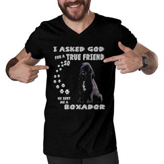 Black Boxerlab Dog Mom Laboxer Dad Costume Cute Boxador Men V-Neck Tshirt | Mazezy