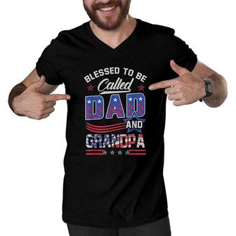 Blessed To Be Called Dad And Grandpa Men V-Neck Tshirt | Mazezy