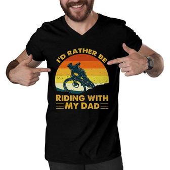 Bmx I'd Rather Be Riding With My Dad Men V-Neck Tshirt | Mazezy