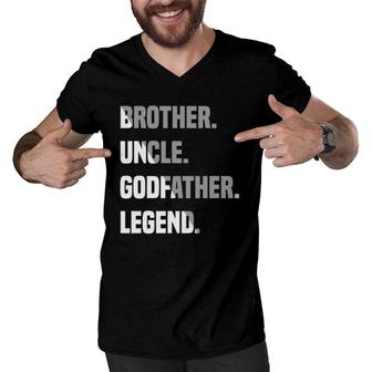 Brother Uncle Godfather Legend Matching Family Men V-Neck Tshirt | Mazezy