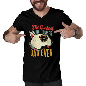 Bull Terrier Dog Lover Coolest Dad Men V-Neck Tshirt | Mazezy