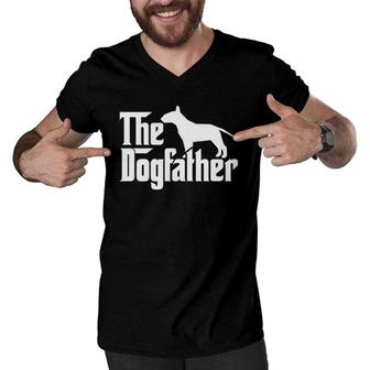 Bull Terrier The Dogfather Bull Terrier Dad Papa Father Men V-Neck Tshirt | Mazezy