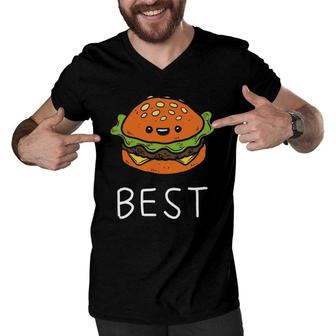 Burger Best Friends Siblings Father And Son Matching Men V-Neck Tshirt | Mazezy