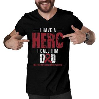 Call Him Dad Multiple Myeloma Cancer Awareness Support Men V-Neck Tshirt | Mazezy