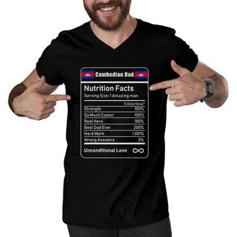 Cambodian Dad Nutrition Facts Father's Men V-Neck Tshirt | Mazezy