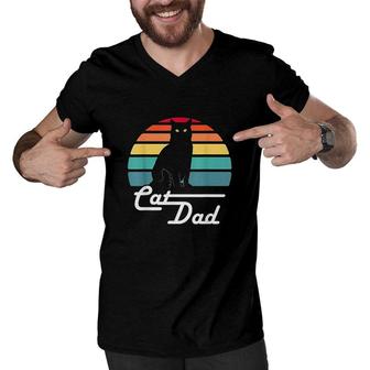Cat Dad Men V-Neck Tshirt | Mazezy