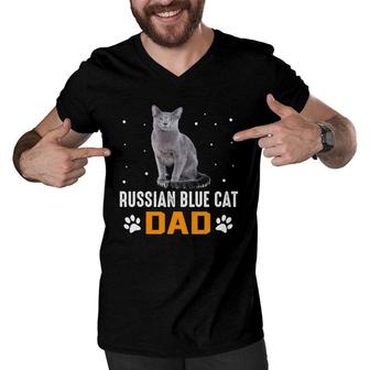 Cat - Russian Blue Cat Dad - Russian Blue Cat Men V-Neck Tshirt | Mazezy