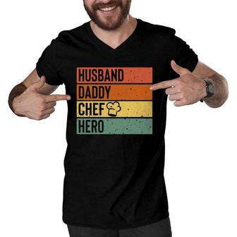 Chef Cook Dad Husband Daddy Hero Father's Day Gift Tee Men V-Neck Tshirt | Mazezy