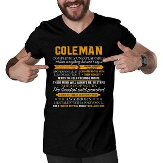 Coleman Completely Unexplainable Name Father's Day Men V-Neck Tshirt | Mazezy