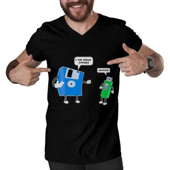 Computer Engineering I Father & Son Floppy Disk Engineer Men V-Neck Tshirt | Mazezy