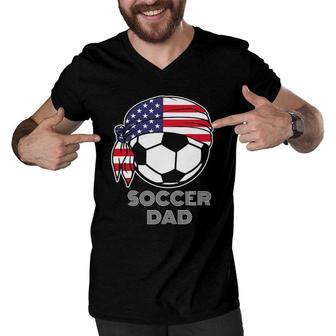 Cool Soccer Dad Jersey Parents Of American Soccer Players Men V-Neck Tshirt | Mazezy