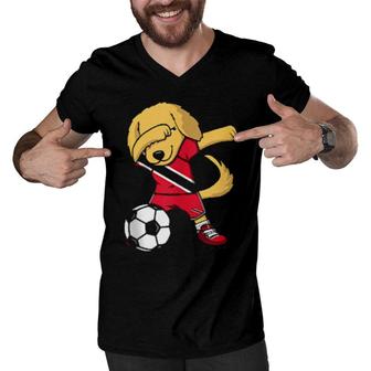 Dab Golden Retriever Trinidad And Tobago Soccer Fan Football Men V-Neck Tshirt | Mazezy