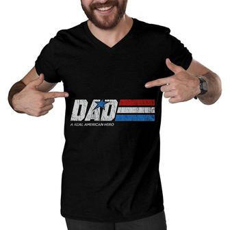Dad A Real American Hero Men V-Neck Tshirt | Mazezy