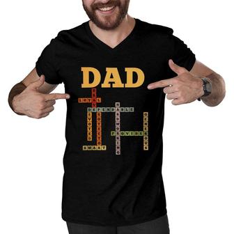 Dad Crossword Puzzle - Father's Day Love Word Games Saying Men V-Neck Tshirt | Mazezy