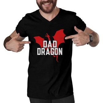 Dad Dragon Lover Father's Day Men V-Neck Tshirt | Mazezy