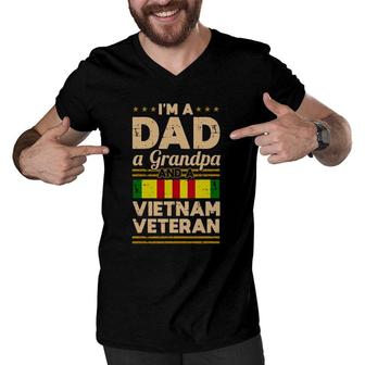 Dad Grandpa Vietnam Veteran Vintage Men's Gift Men V-Neck Tshirt | Mazezy
