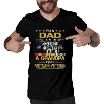 Dad Grandpa Vietnam Veteran Vintage Military Men's Men V-Neck Tshirt | Mazezy