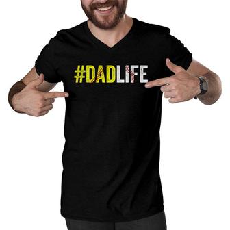 Dad Life Softball Daddy Baseball Sports Lover Father's Day Men V-Neck Tshirt | Mazezy
