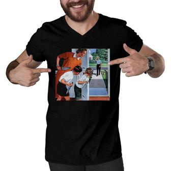 Dad Meme Tees Waiting For Dad To Come Home Meme Men V-Neck Tshirt | Mazezy