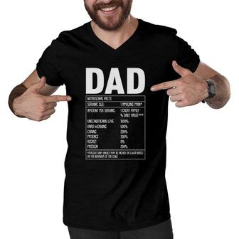 Dad Nutrition Facts Father's Day Funny Sarcastic Papa Dada Men V-Neck Tshirt | Mazezy