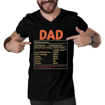 Dad Nutritional Facts Funny Father's Day Men V-Neck Tshirt | Mazezy