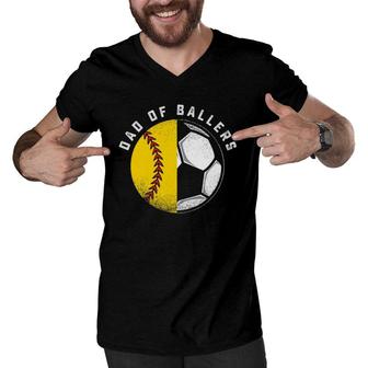 Dad Of Ballers Father Son Softball Soccer Player Coach Gift Men V-Neck Tshirt | Mazezy
