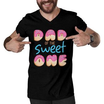 Dad Of Sweet One First Birthday Party Matching Family Donut Men V-Neck Tshirt | Mazezy