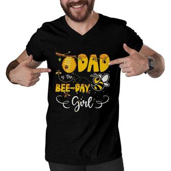 Dad Of The Bee Day Girl Hive Party Birthday Sweet Men V-Neck Tshirt | Mazezy