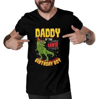 Daddy Of The Birthday Boy Dinosaur Rawrrex Bday Party Men V-Neck Tshirt | Mazezy