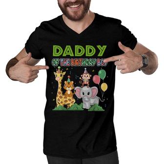 Daddy Of The Birthday Boy Theme Zoo Safari Jungle Animal Men V-Neck Tshirt | Mazezy