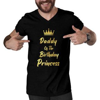 Daddy Of The Birthday Princess Matching Family Birthdays Men V-Neck Tshirt | Mazezy