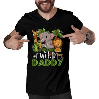 Daddy Of The Wild Zoo Safari Jungle Animal Funny Men V-Neck Tshirt | Mazezy