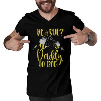 Daddy What Will It Bee Gender Reveal He Or She Matching Gift Men V-Neck Tshirt | Mazezy