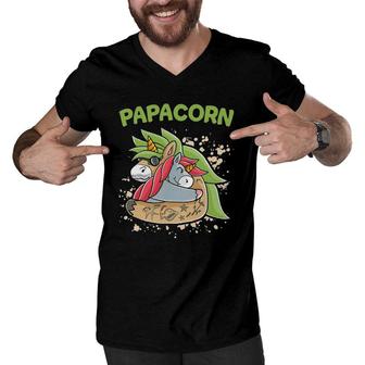 Daddycorn Dadacorn Papacorn Dadacorn Unicorn Dad Daddy Papa Men V-Neck Tshirt | Mazezy