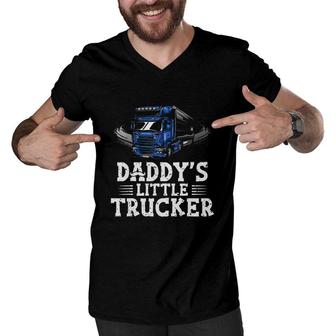 Daddy's Little Trucker Truck Driver Trucking Boys Girls Men V-Neck Tshirt | Mazezy