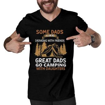 Dads Like Drinking Great Dads Go Camping With Daughters Men V-Neck Tshirt | Mazezy