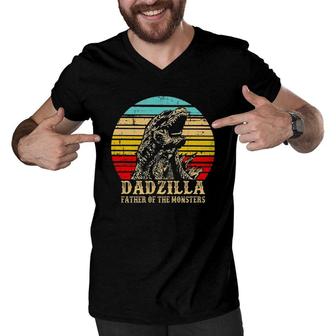 Dadzilla Father Of The Monsters Retro Vintage Sunset Men V-Neck Tshirt | Mazezy